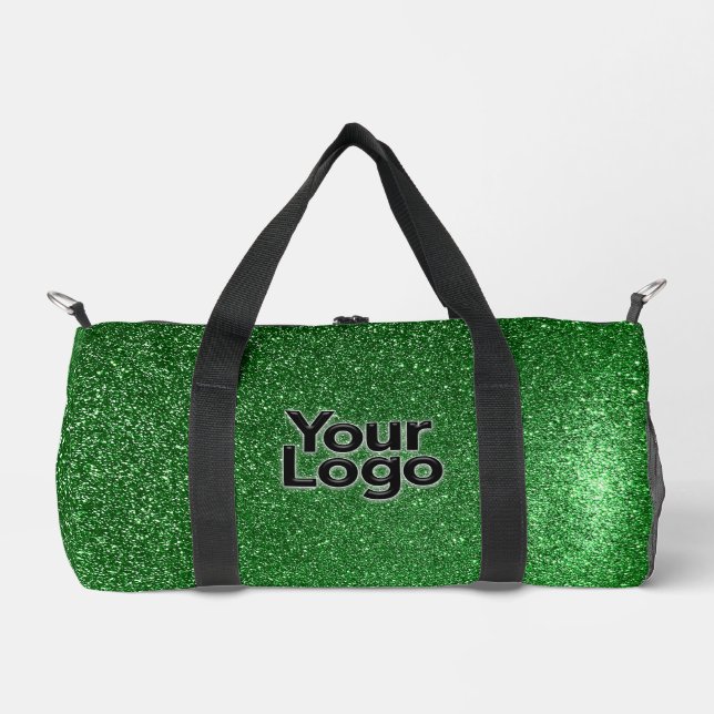 Lucky Emerald Green Glitzer Luxus Business Logo Duffle Bag (Vorderseite)