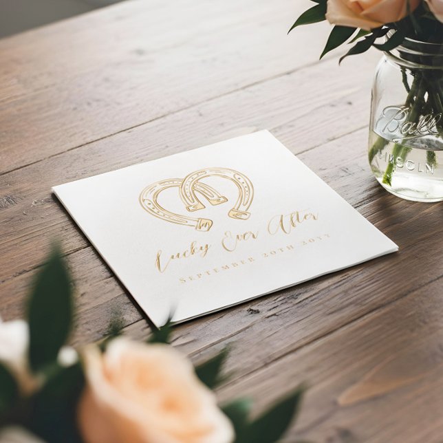 Lucky Ever After Rustic Horseshoe Heart Wedding Servietten Mit Folie (Lucky Ever After RusticHorseshoe Heart Wedding Foil Napkins)