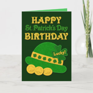 Lucky Felt Hat   St. Patrick's Day Karte