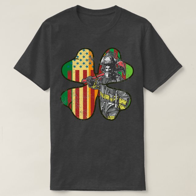 Lucky Firefighter Vierblättriges Kleeblatt St Patr T-Shirt (Design vorne)