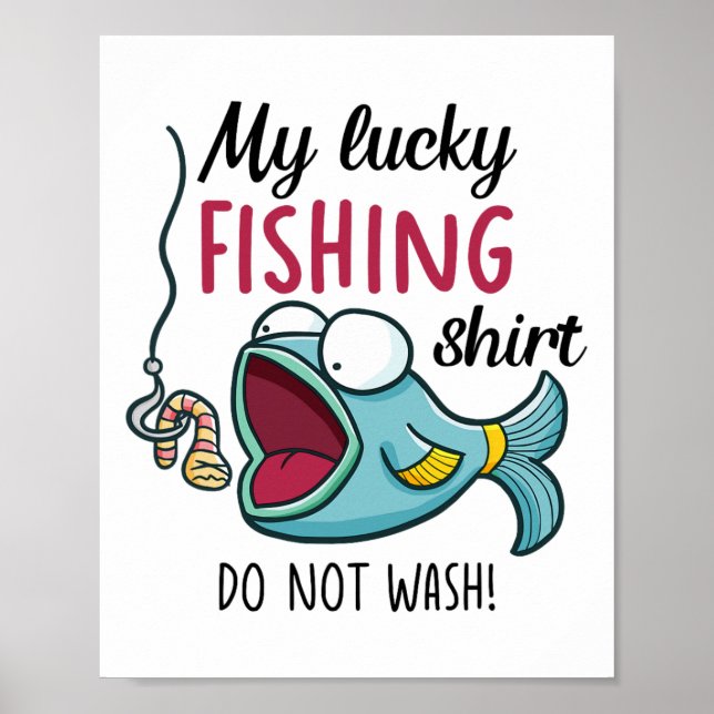 Lucky Fishing Shirt Jugend Kids Womens Jungs Mens  Poster (Vorne)