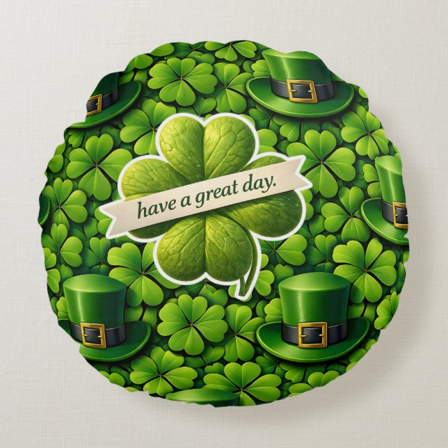Lucky for leaf clover Saint Patrick's Day Patrick' Rundes Kissen (Vorderseite)
