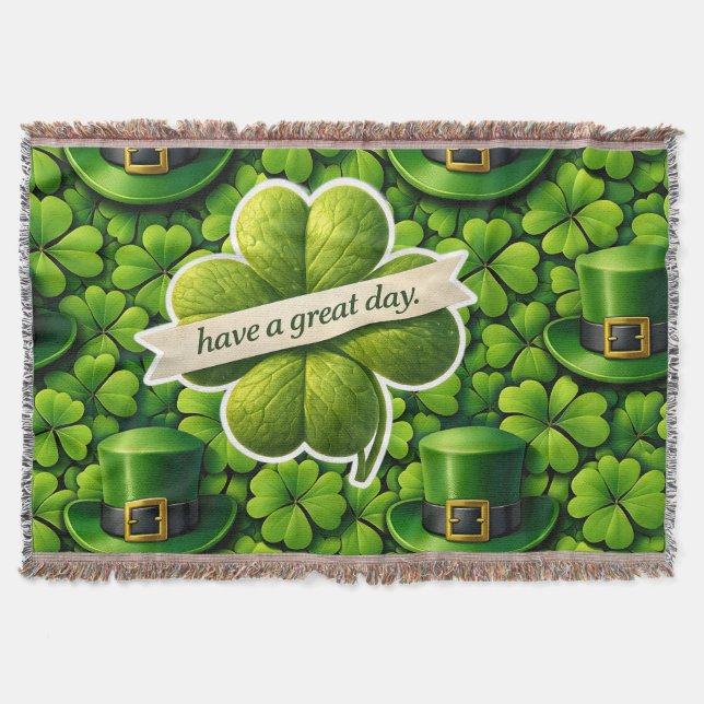 Lucky four leaf clover Saint Patrick's Day Patrick Decke (Vorderseite)
