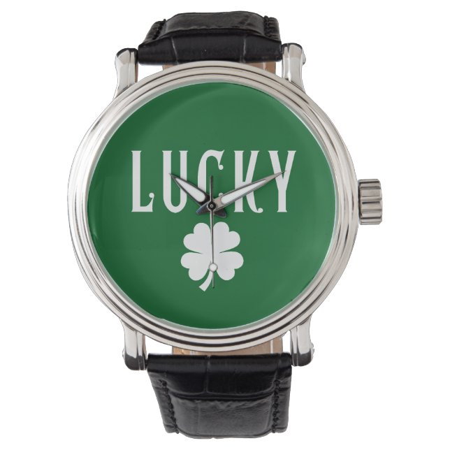 Lucky Four Leaf Clover St Patrick's  Armbanduhr (Vorderseite)