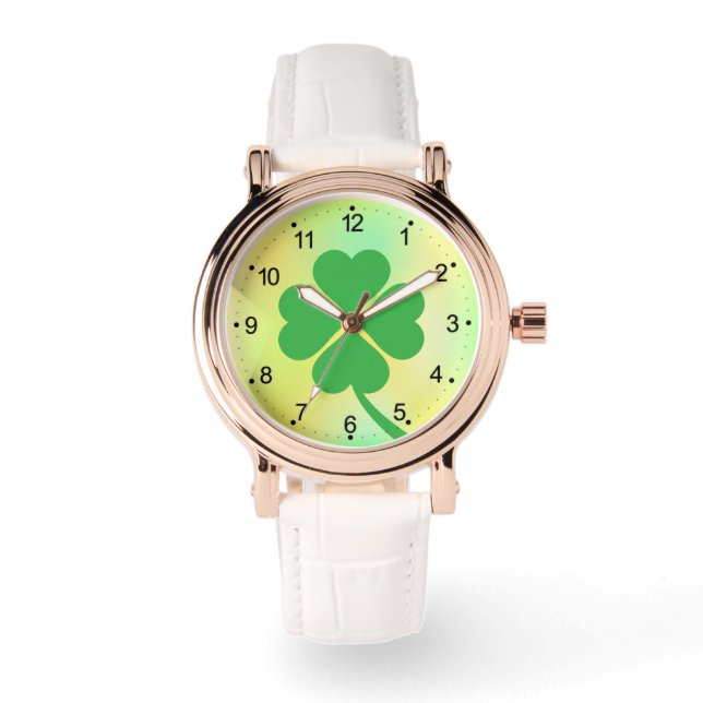 Lucky Four Leaf Kleeblatt Design-87906 Armbanduhr (Vorderseite)