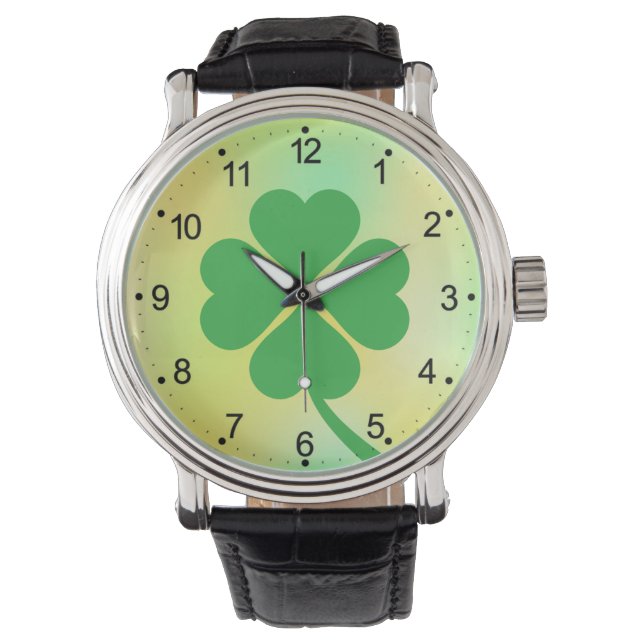 Lucky Four Leaf Kleeblatt Design-87906 Armbanduhr (Vorderseite)