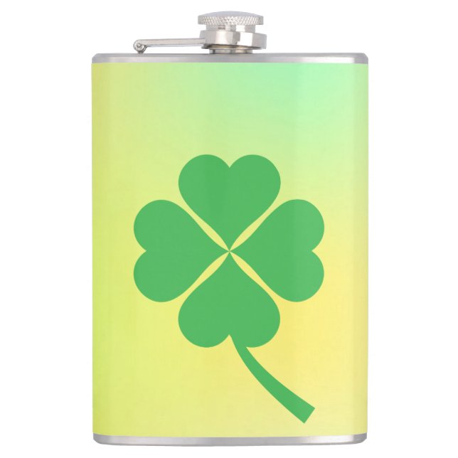 Lucky Four Leaf Kleeblatt Design-87906 Flachmann (Vorderseite)