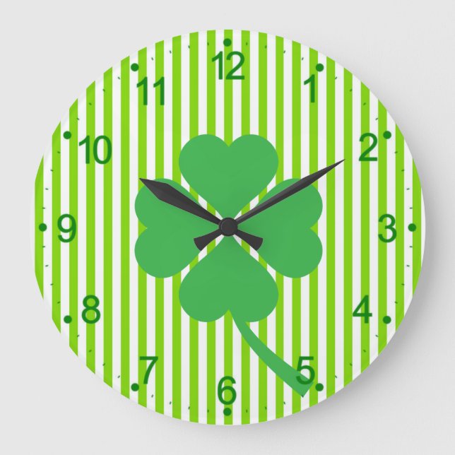 Lucky Four Leaf Kleeblatt Design-87906 Große Wanduhr (Vorderseite)