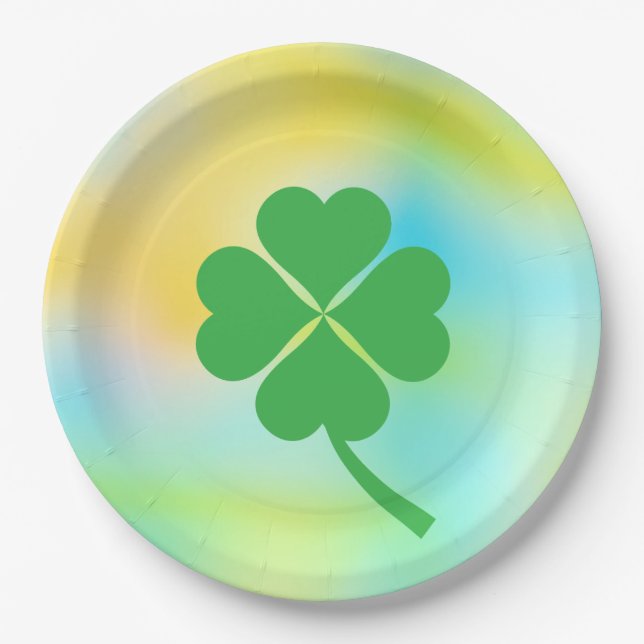 Lucky Four Leaf Kleeblatt Design-87906 Pappteller (Vorderseite)