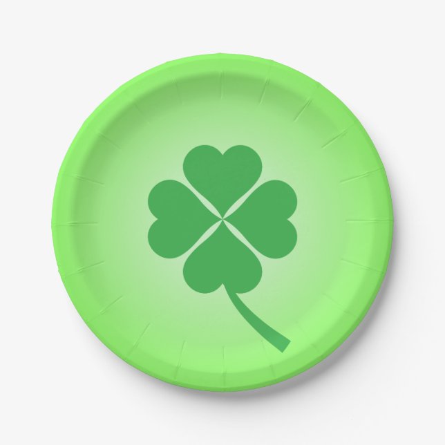 Lucky Four Leaf Kleeblatt Design-87906 Pappteller (Vorderseite)
