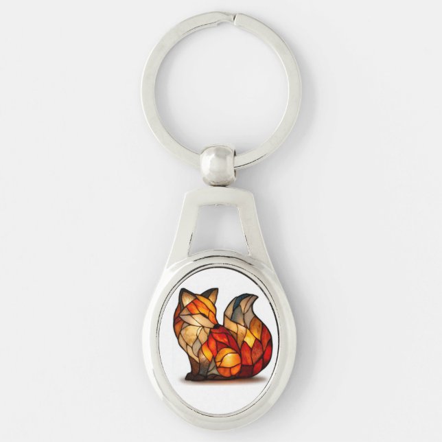 Lucky Fox Charm Metal Keychain Schlüsselanhänger (Vorderseite)