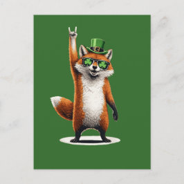 Lucky Fox Shamrock Sunglasses St Patrick's day Postkarte