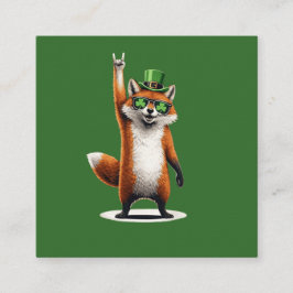 Lucky Fox Shamrock Sunglasses St Patrick's day Quadratische Visitenkarte