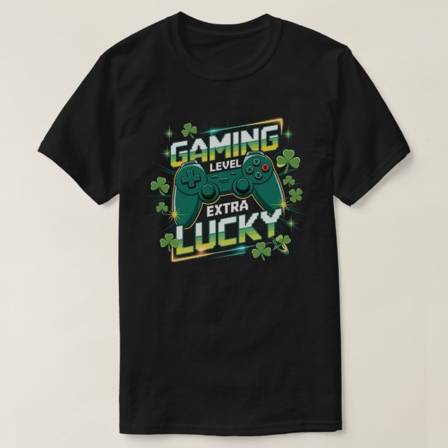 Lucky Gamer Gift St Patrick's Day Gaming T-Shirt (Design vorne)
