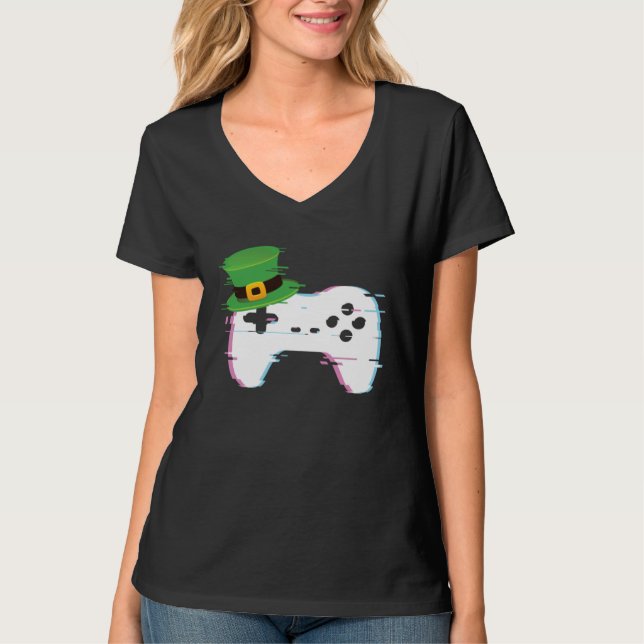Lucky Gamer St Patricks Day Video Games Controller T-Shirt (Vorderseite)