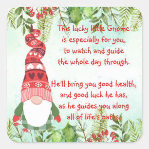 Lucky Gnome Dieses glückliche kleine Gnome Square  Quadratischer Aufkleber