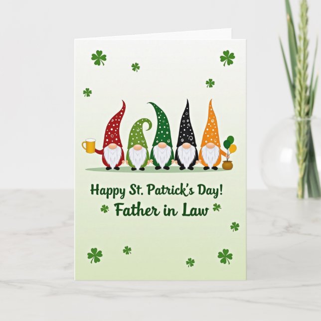 Lucky Gnomes For Father In Law Card Karte (Vorderseite)