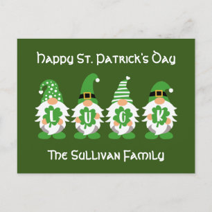 Lucky Gnomes Leprechaun Name St Patricks Day Postkarte