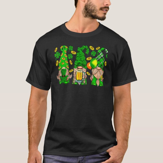 Lucky Gnomes Lovers Kleeblatt Clover Irish St Patr T-Shirt (Vorderseite)