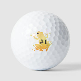 Lucky Gold Frog Illustration "#1" Custom Golfball