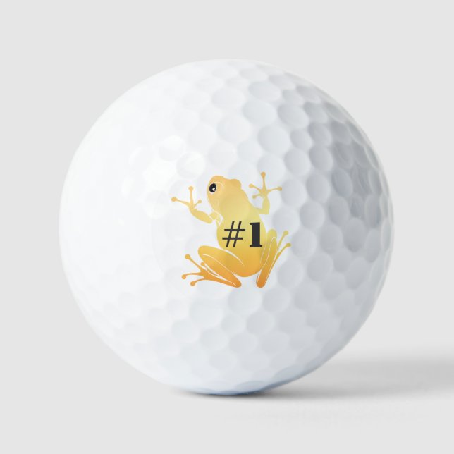Lucky Gold Frog Illustration "#1" Custom Golfball (Vorderseite)