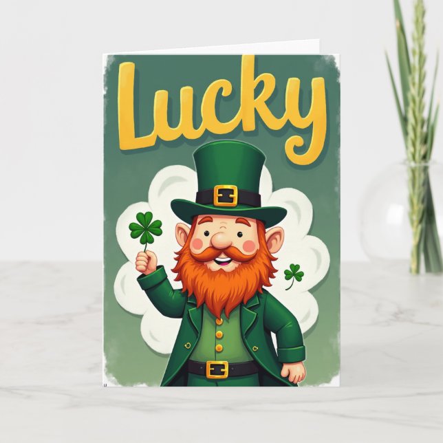 Lucky Gold Leprechaun Card Karte (Vorderseite)