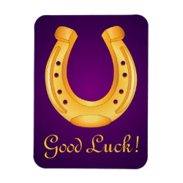 Lucky Golden Horseshoe Viel Glück Deep Lila Magnet