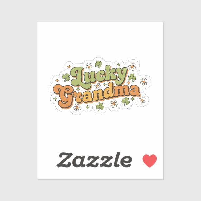 Lucky Grandma Retro 70s Groovy Script Flower  Aufkleber (Blatt)