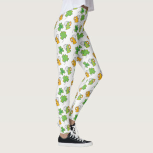Lucky Green Beer und Kleeblatts St. Patrick's Day Leggings