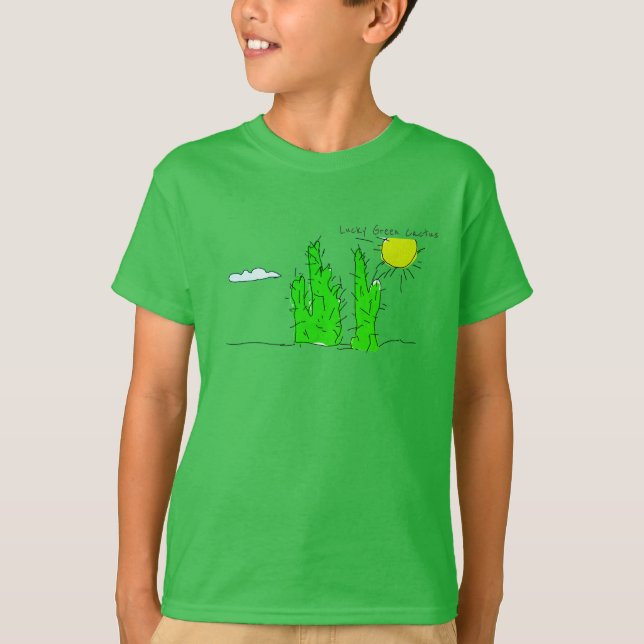 Lucky Green Cactus Doodle Funky Sweatshirt T-Shirt (Vorderseite)