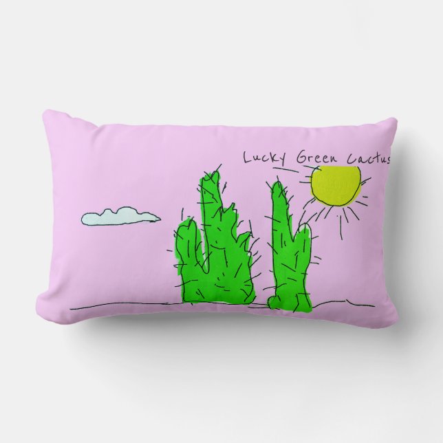 Lucky Green Cactus Doodle Funky Throw Kissen (Vorderseite)