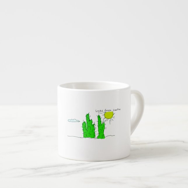 Lucky Green Cactus Espresso Coffee Tasse (Vorderseite Rechts)