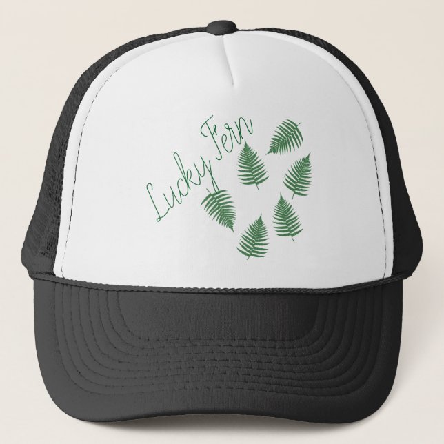 Lucky Green Fern Funky Cap Hat Truckerkappe (Vorderseite)