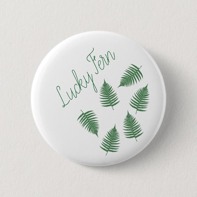 Lucky Green Fern Muster Round Button (Vorderseite)