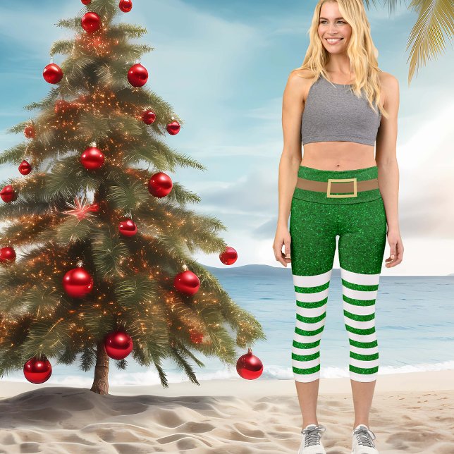 Lucky Green Glitzer Leprechaun St. Patrick's Day Capri Leggings (Von Creator hochgeladen)