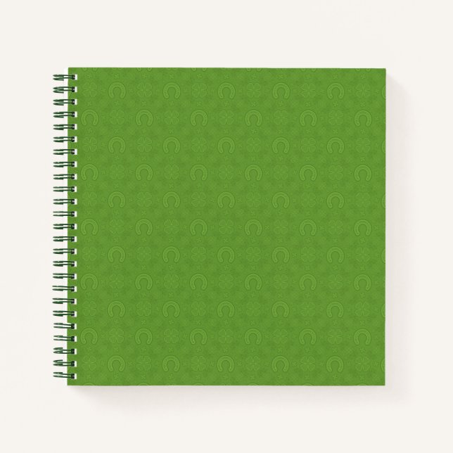 Lucky Green Icons Pattern Notizbuch (Vorderseite)