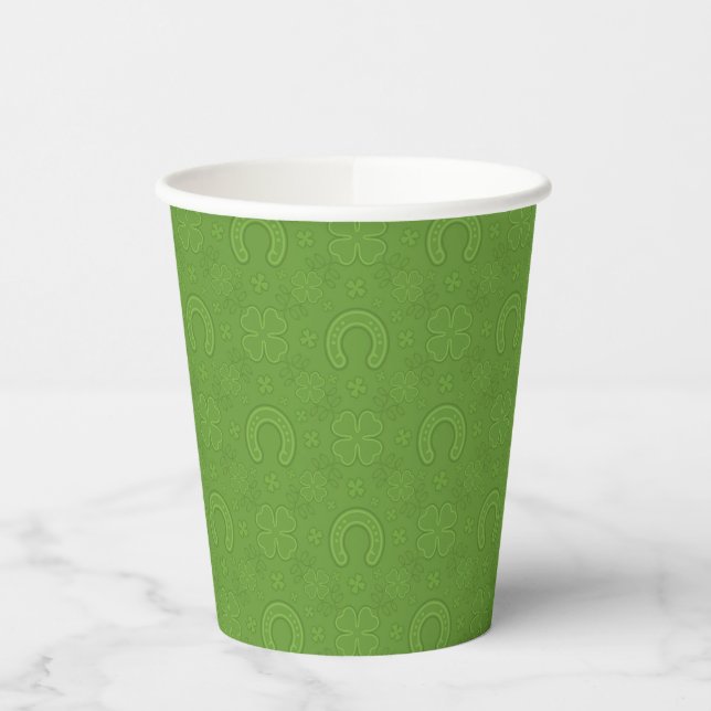 Lucky Green Icons Pattern Pappbecher (Links)