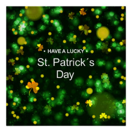 Lucky Green Irish Kleeblatt Glitzer Pattern Poster