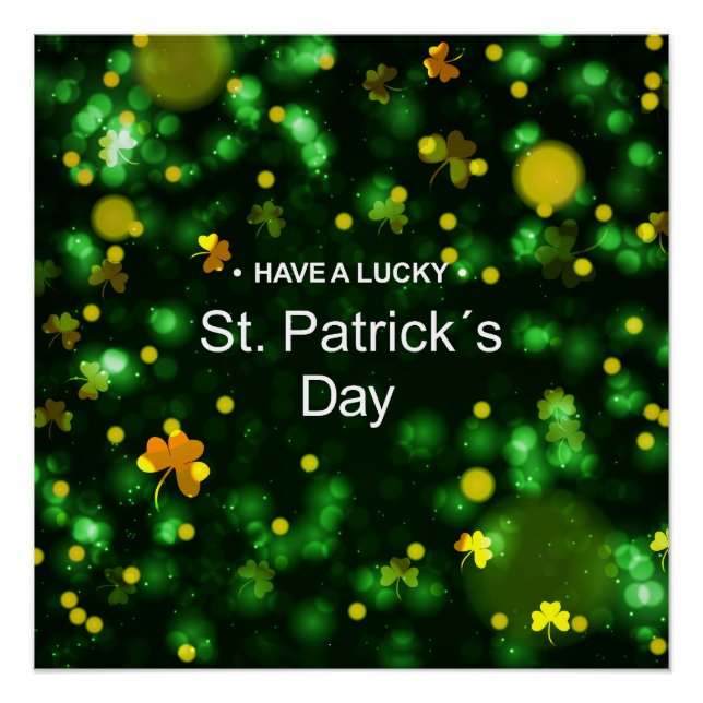 Lucky Green Irish Kleeblatt Glitzer Pattern Poster (Vorderseite)