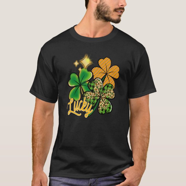 Lucky Green Irish Plaid Shamrock St Patrick's Day  T-Shirt (Vorderseite)