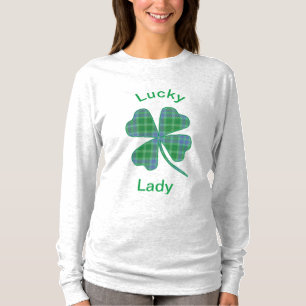 Lucky Green Karo-Kleeblatt Vierblatt  T-Shirt