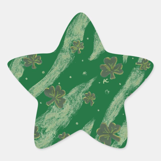 Lucky-Green-Kleeblatt-Muster Sternkleber Stern-Aufkleber (Vorderseite)