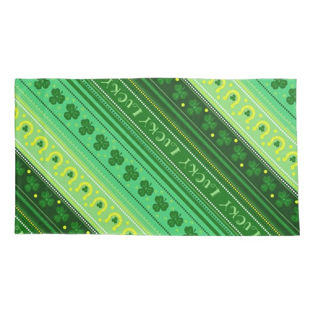 Lucky Green Kleeblatt | St. Patricks Day Irish Kissenbezug (Rückseite)