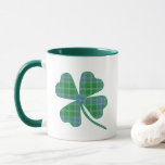 Lucky Green Plaid Shamrock Four-Leaf Clover  Tasse<br><div class="desc">Green plaid shamrock or four-leaf clover for good luck all year long! This shamrock graphic can be transferred to many other products and re-sized. Text is customizable.</div>