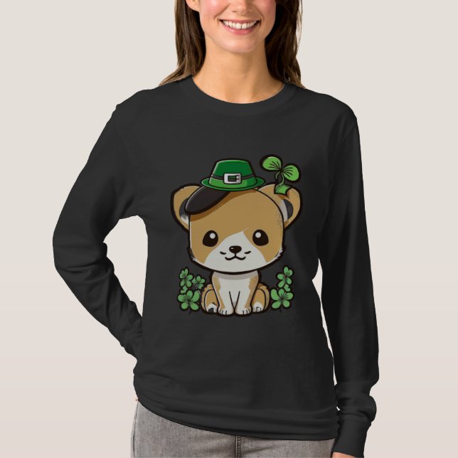 Lucky Green Proud Irish St Patricks Day Cat 1 T-Shirt (Vorderseite)