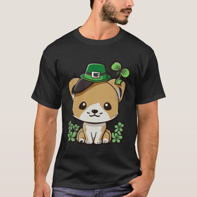 Lucky Green Proud Irish St Patricks Day Cat 1 T-Shirt (Vorderseite)