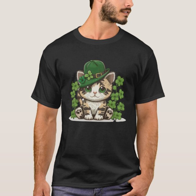 Lucky Green Proud Irish St Patricks Day Cat 2 T-Shirt (Vorderseite)
