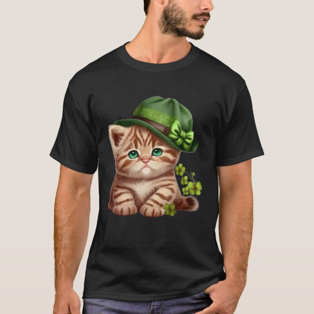 Lucky Green Proud Irish St Patricks Day Cat T-Shirt (Vorderseite)
