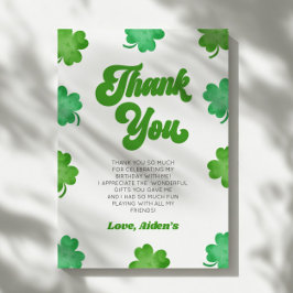 Lucky Green Shamrock Clover Birthday Party Dankeskarte