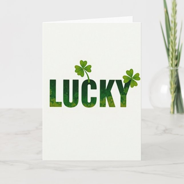 Lucky Greenery Greeting Card Karte (Vorderseite)